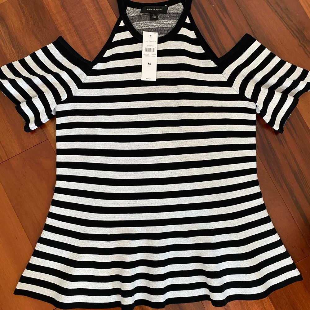 Ann Taylor flutter sleeve peplum top